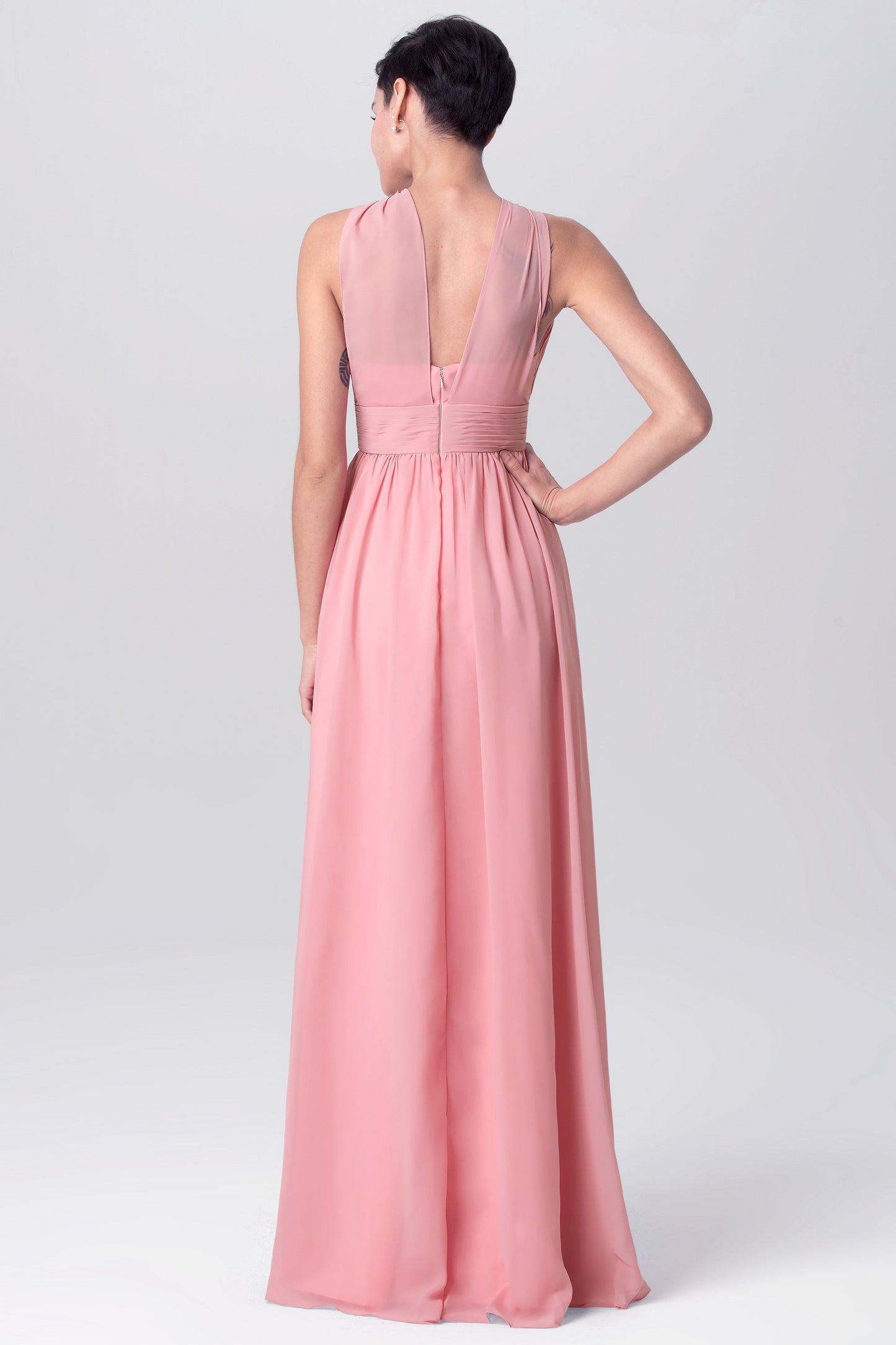 Chiffon Spaghetti Straps Sleeveless Bridesmaid Dress| Plus Size | 60+ Colors