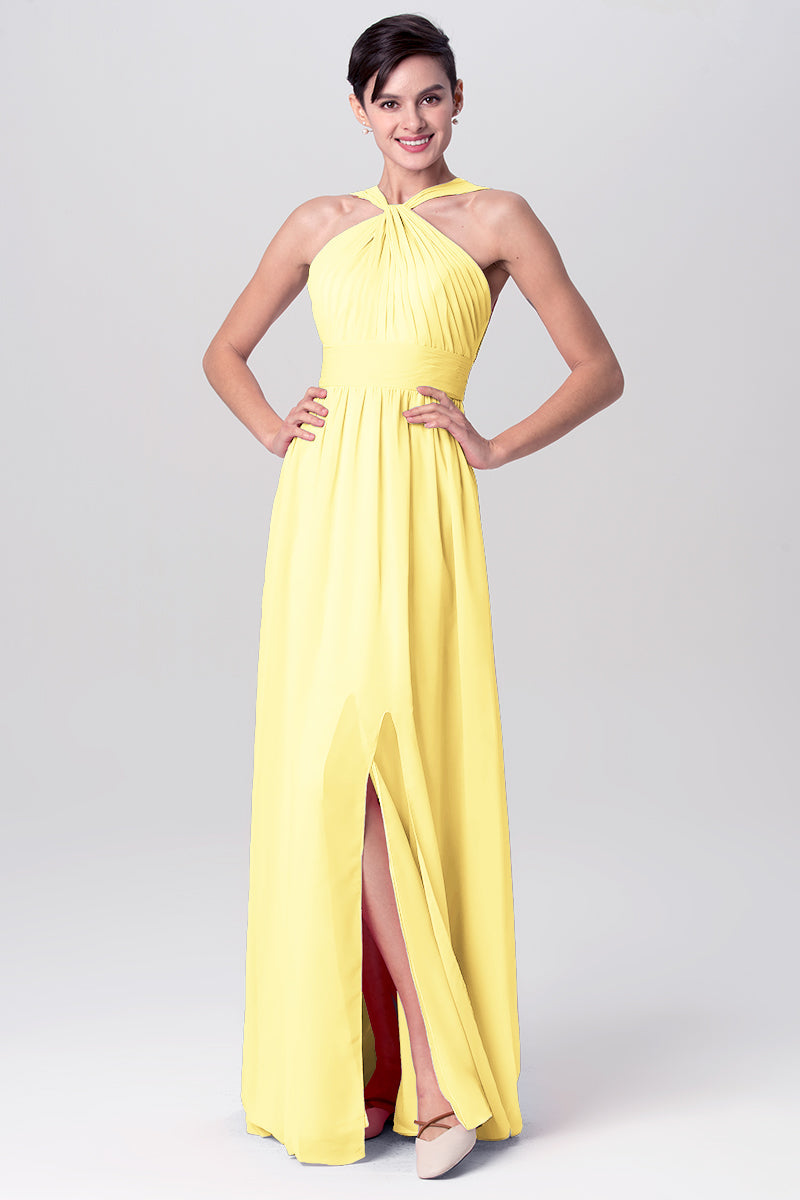 Chiffon Column Criss Cross Straps Sleeveless Bridesmaid Dress-MB0113116