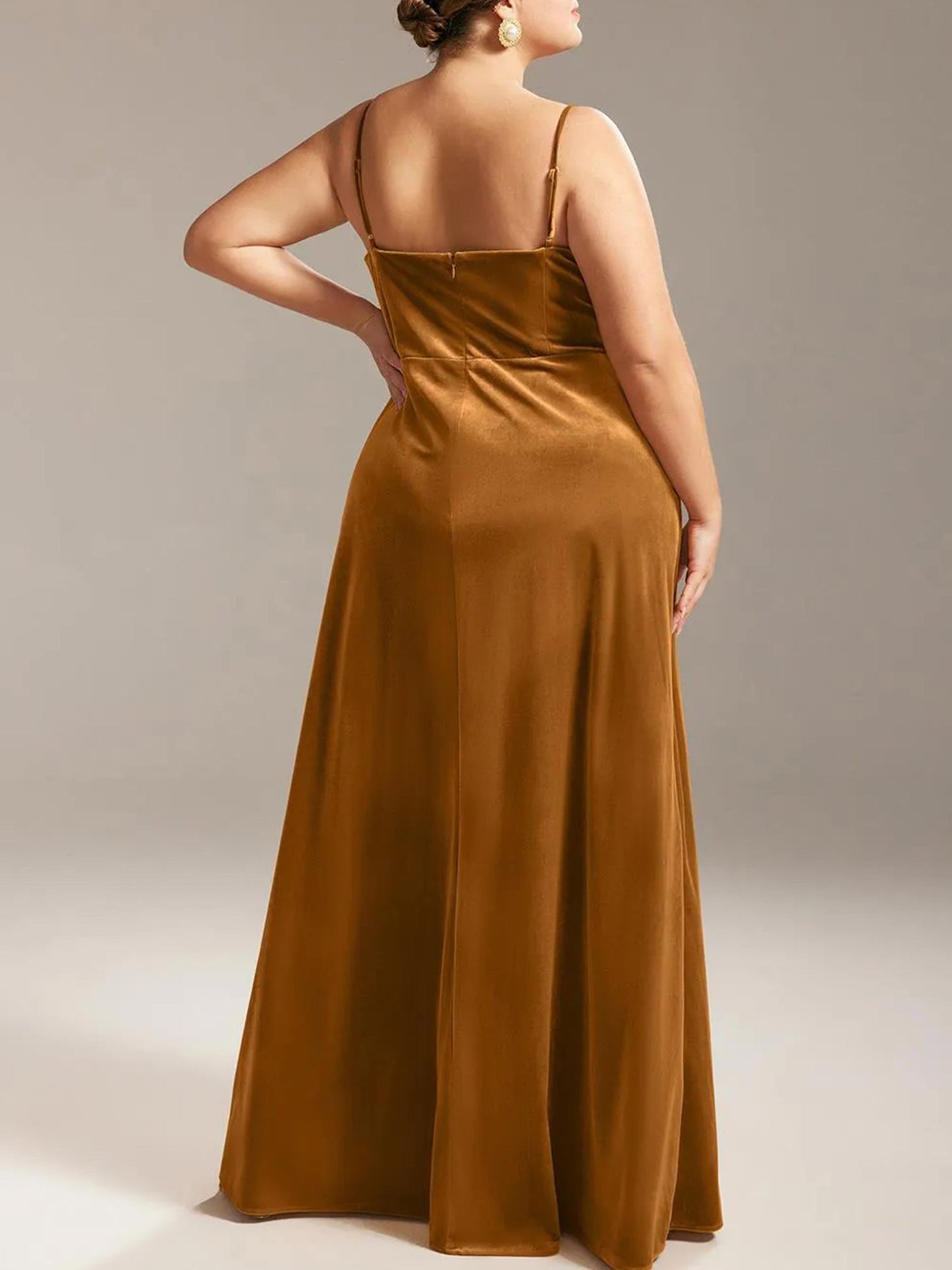 Velvet V-Neck Sleeveless Bridesmaid Dress| Plus Size | 60+ Colors