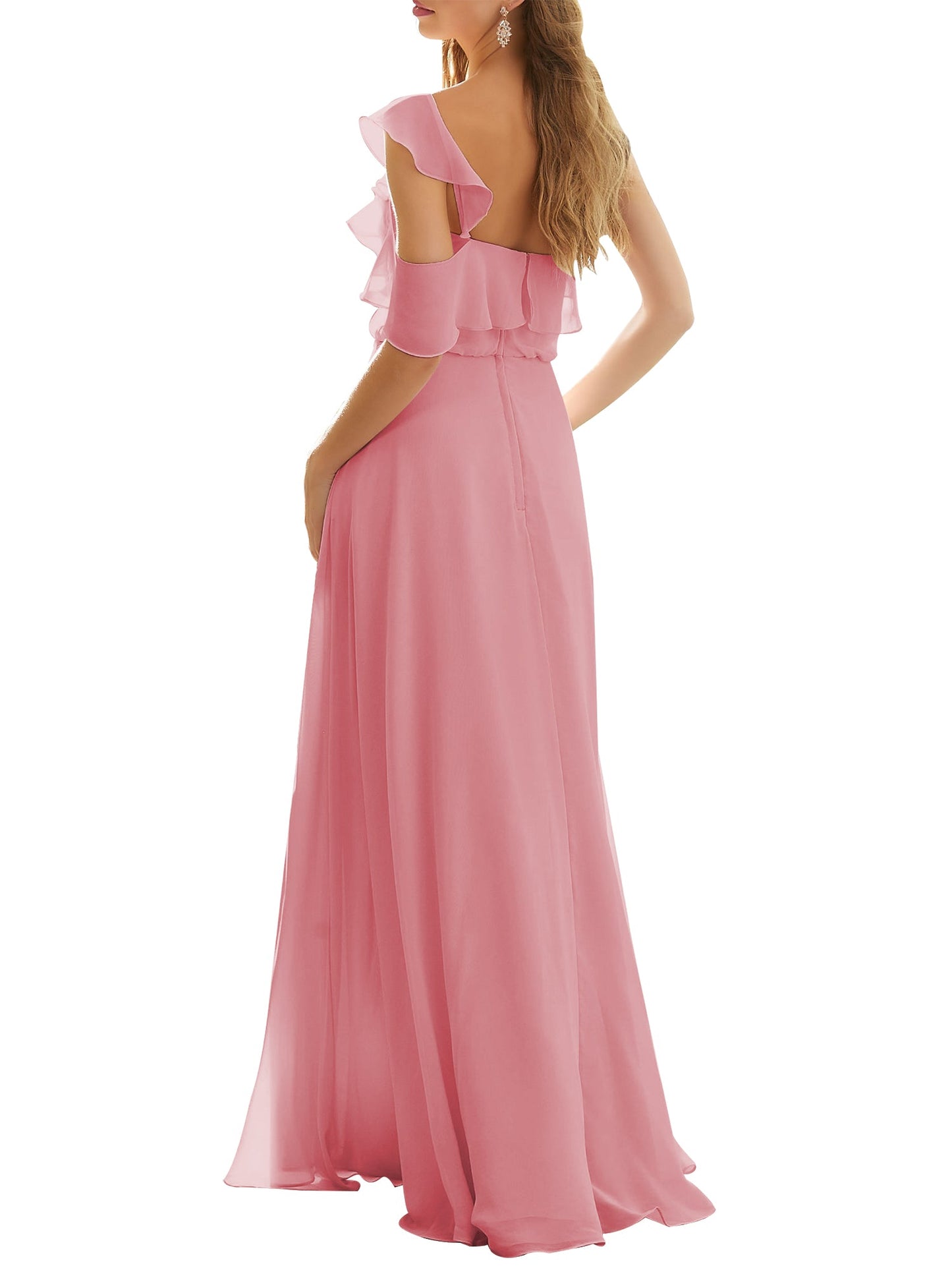 Chiffon V-Neck Sleeveless Bridesmaid Dress| Plus Size | 60+ Colors