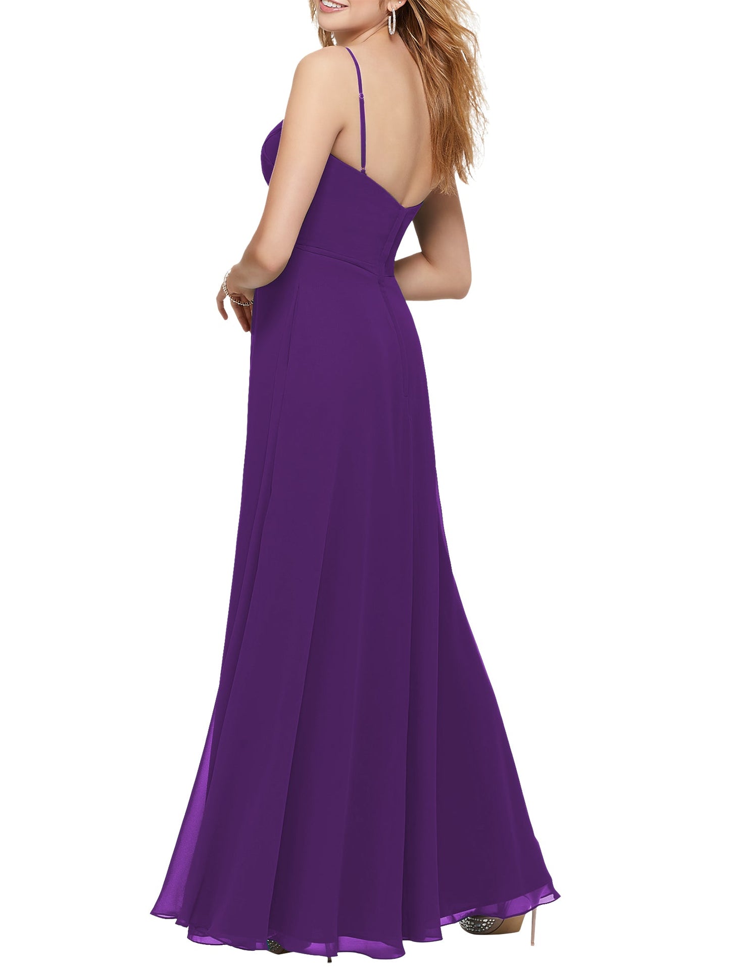 Chiffon V-Neck Sleeveless Bridesmaid Dress| Plus Size | 60+ Colors