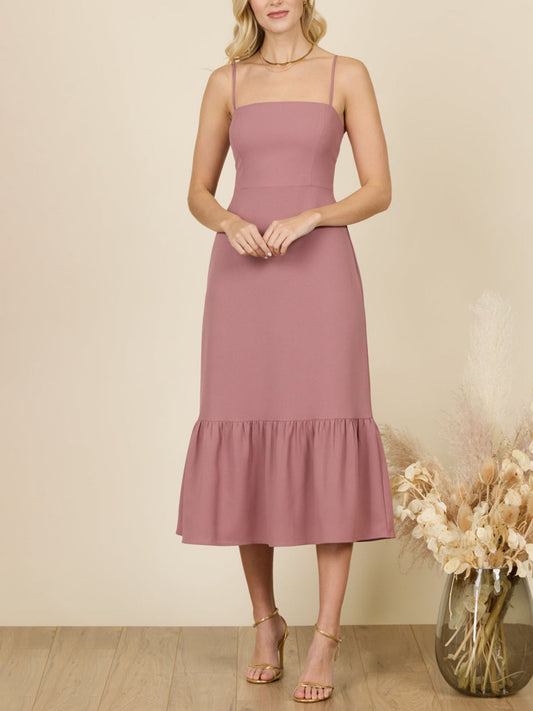 Stretch Satin Column Boat Neck Sleeveless Bridesmaid Dress-MB13795