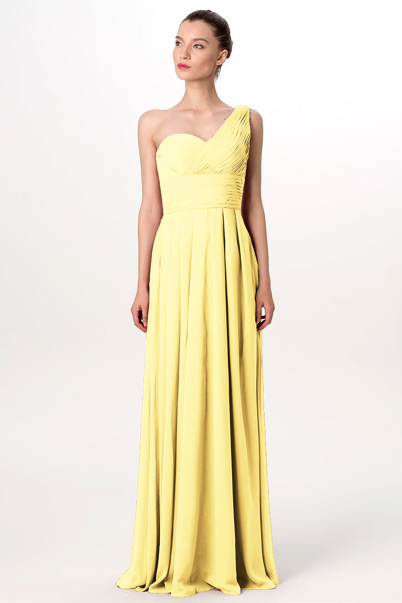 Chiffon Column One Shoulder Sleeveless Bridesmaid Dress-MB0113193