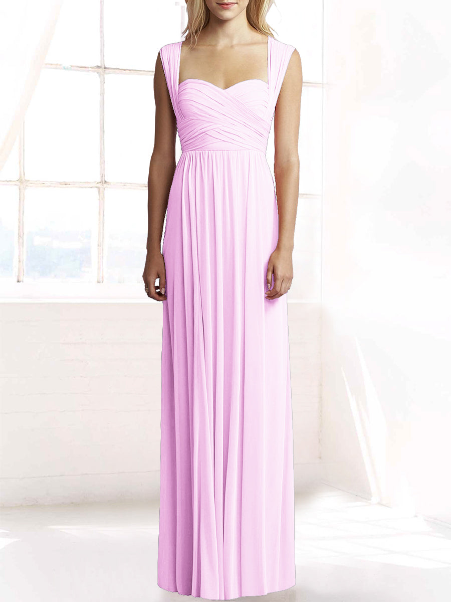 Chiffon Column Sweetheart Sleeveless Bridesmaid Dress-MB50079