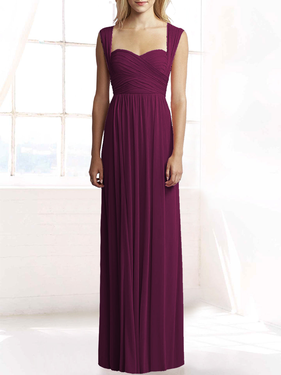 Chiffon Column Sweetheart Sleeveless Bridesmaid Dress-MB50079