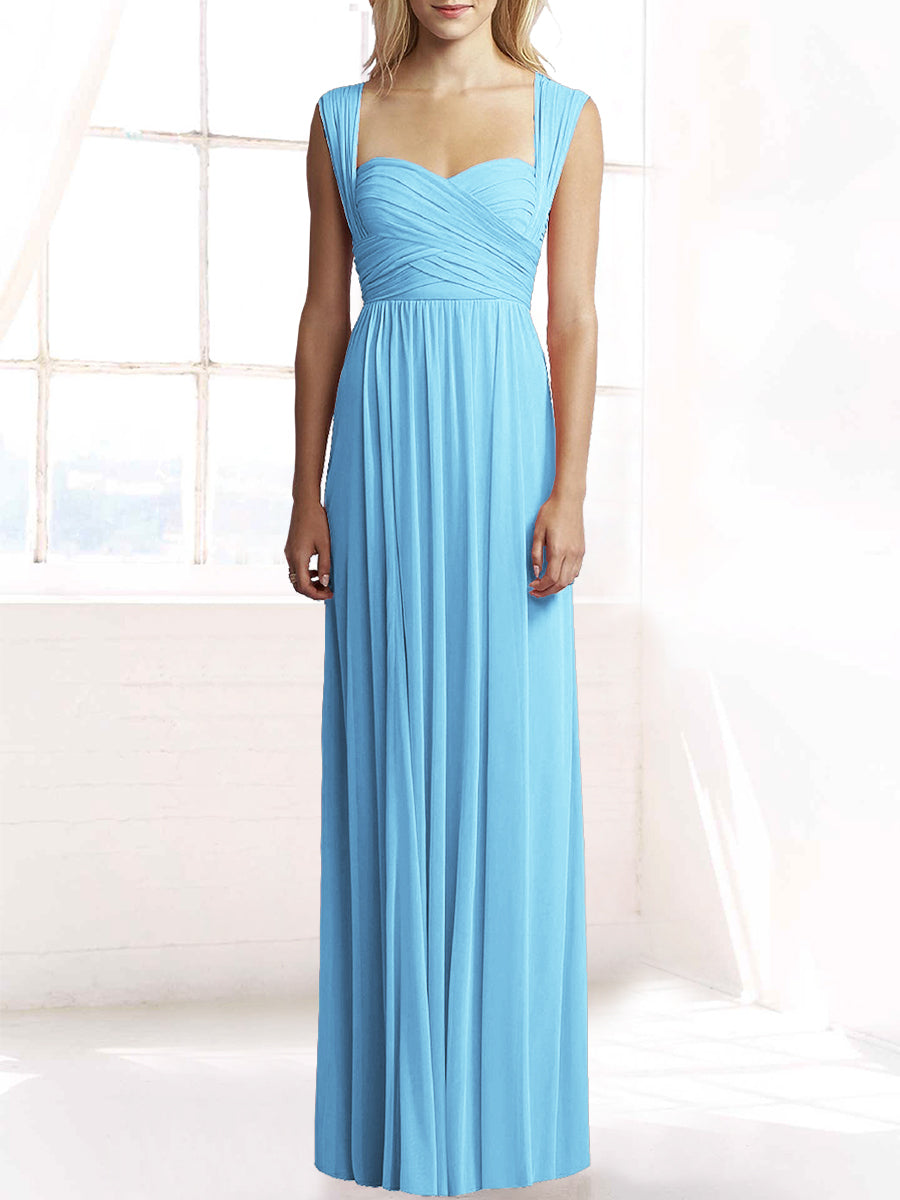 Chiffon Column Sweetheart Sleeveless Bridesmaid Dress-MB50079