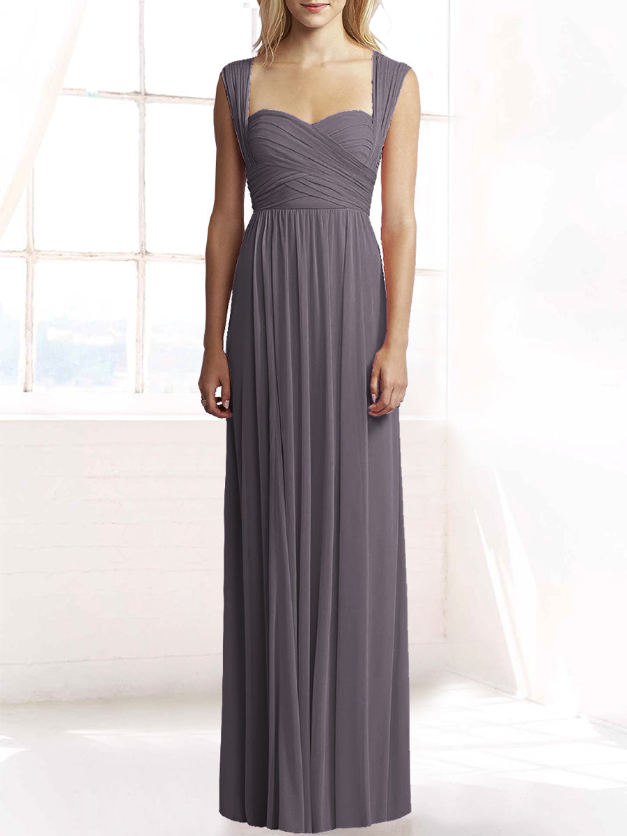 Chiffon Column Sweetheart Sleeveless Bridesmaid Dress-MB50079