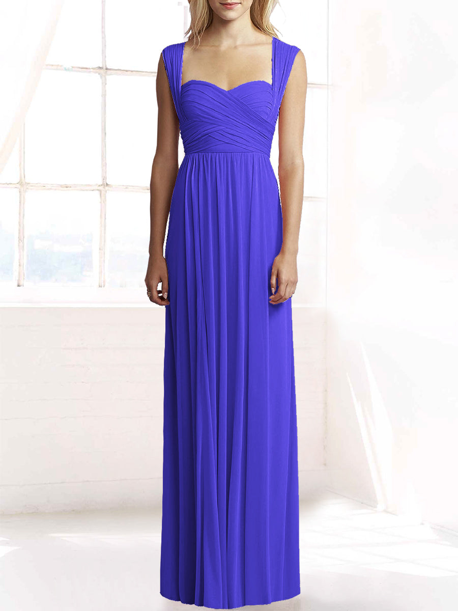 Chiffon Column Sweetheart Sleeveless Bridesmaid Dress-MB50079