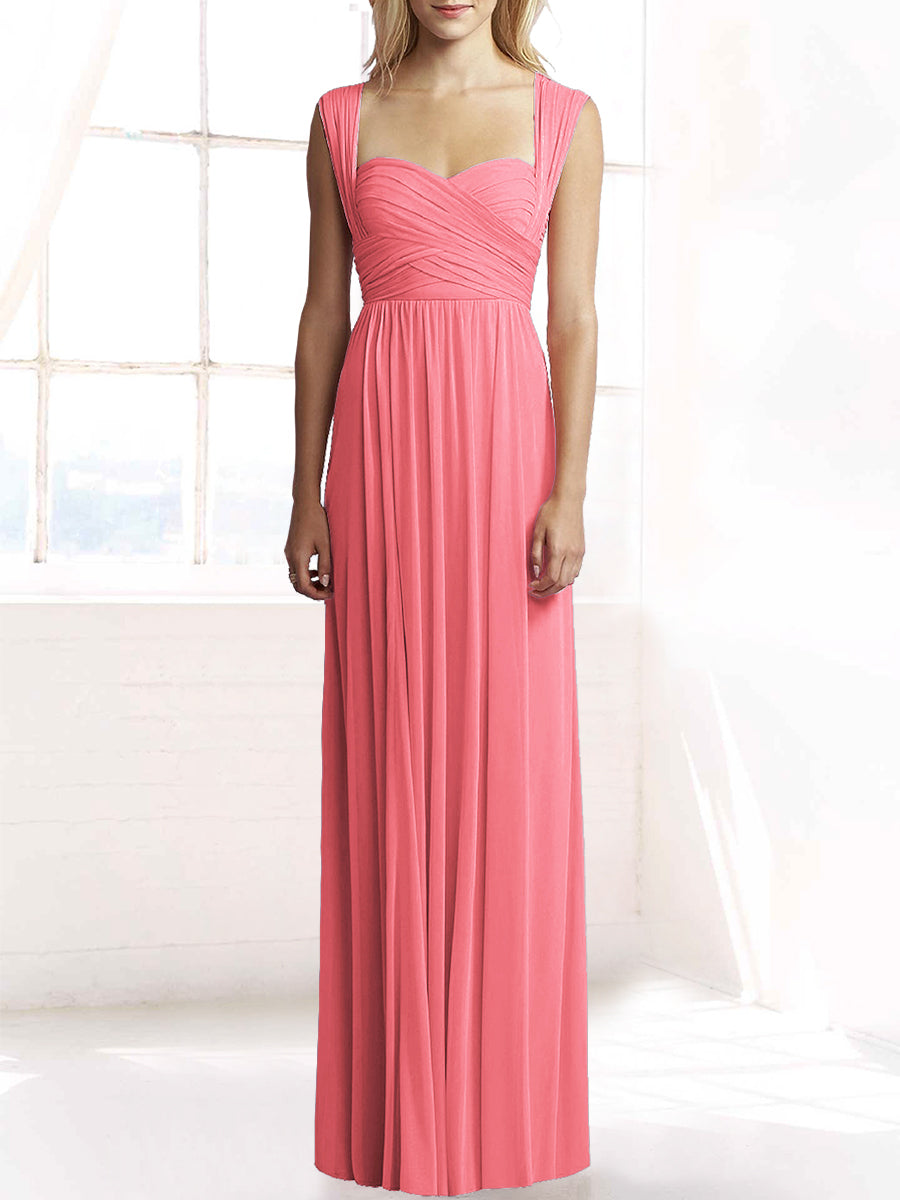 Chiffon Column Sweetheart Sleeveless Bridesmaid Dress-MB50079