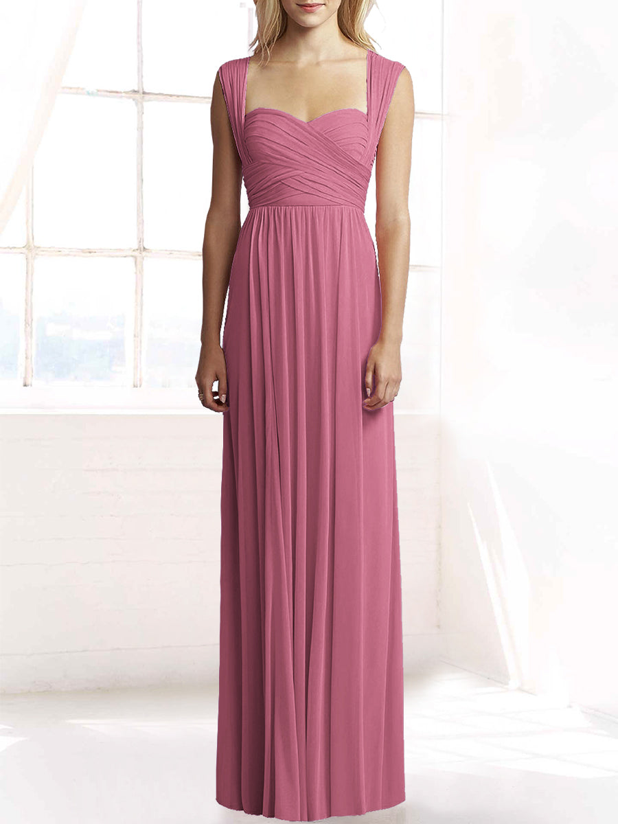 Chiffon Column Sweetheart Sleeveless Bridesmaid Dress-MB50079