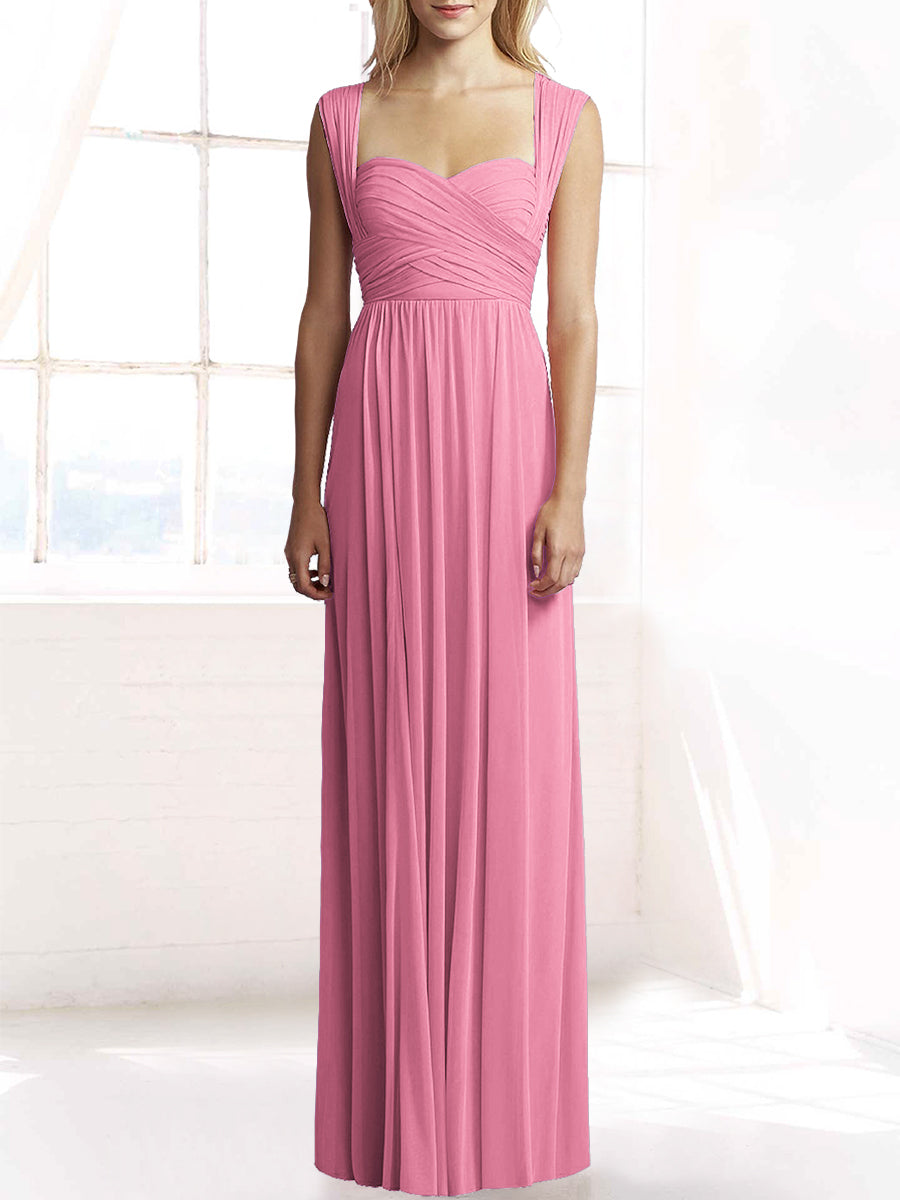 Chiffon Column Sweetheart Sleeveless Bridesmaid Dress-MB50079