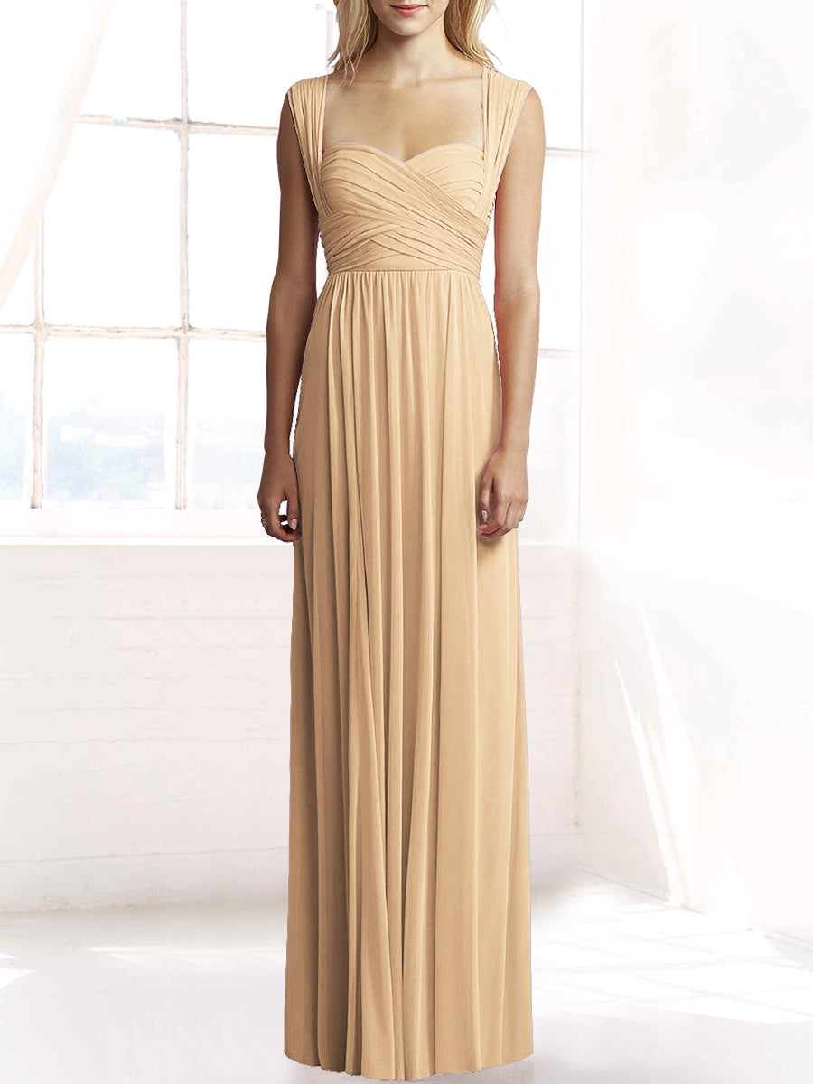 Chiffon Column Sweetheart Sleeveless Bridesmaid Dress-MB50079