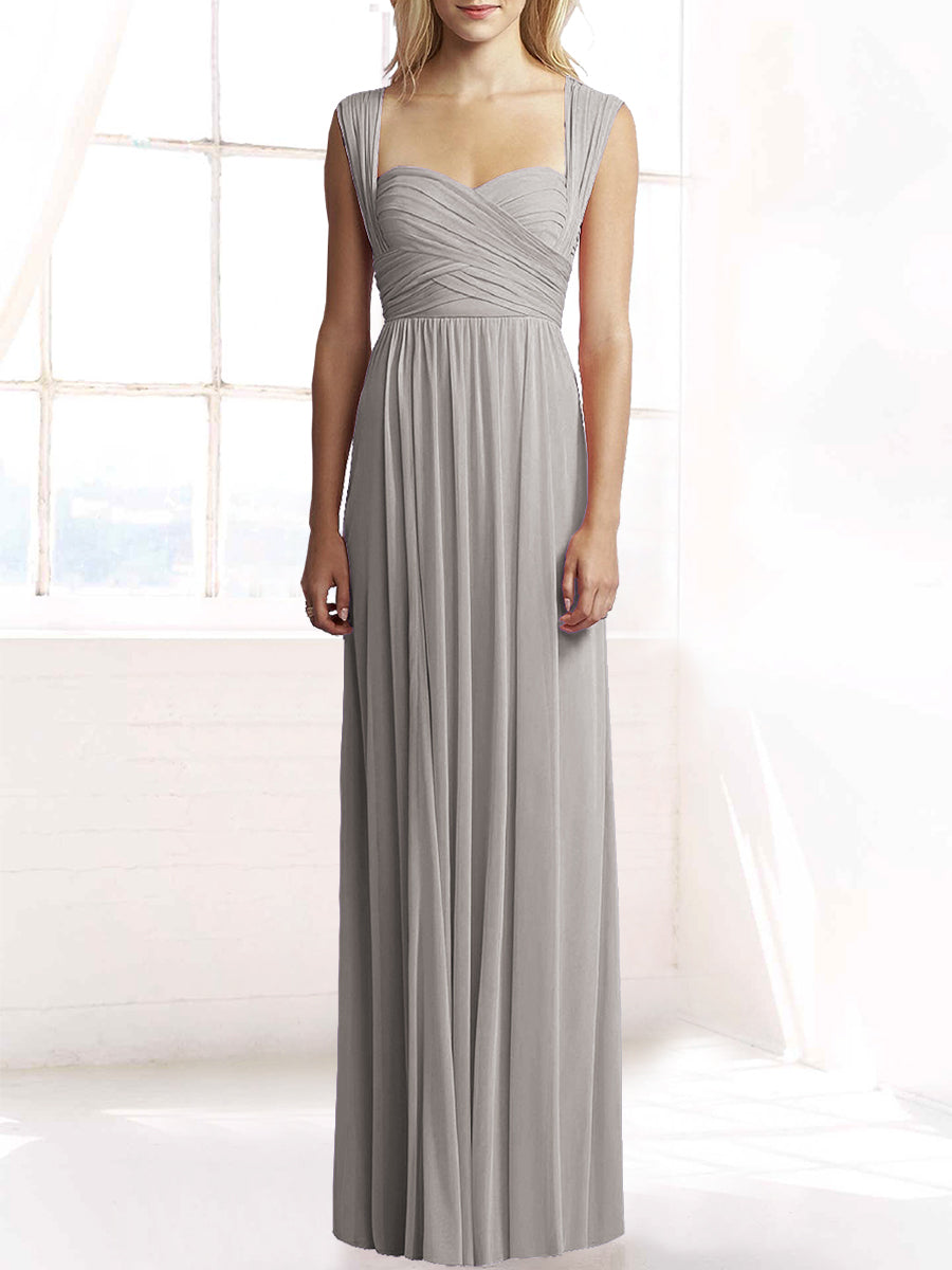 Chiffon Column Sweetheart Sleeveless Bridesmaid Dress-MB50079