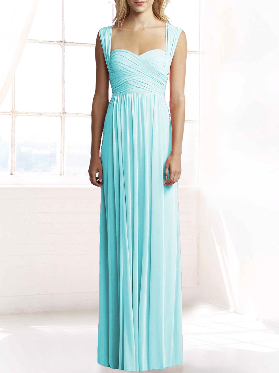 Chiffon Column Sweetheart Sleeveless Bridesmaid Dress-MB50079