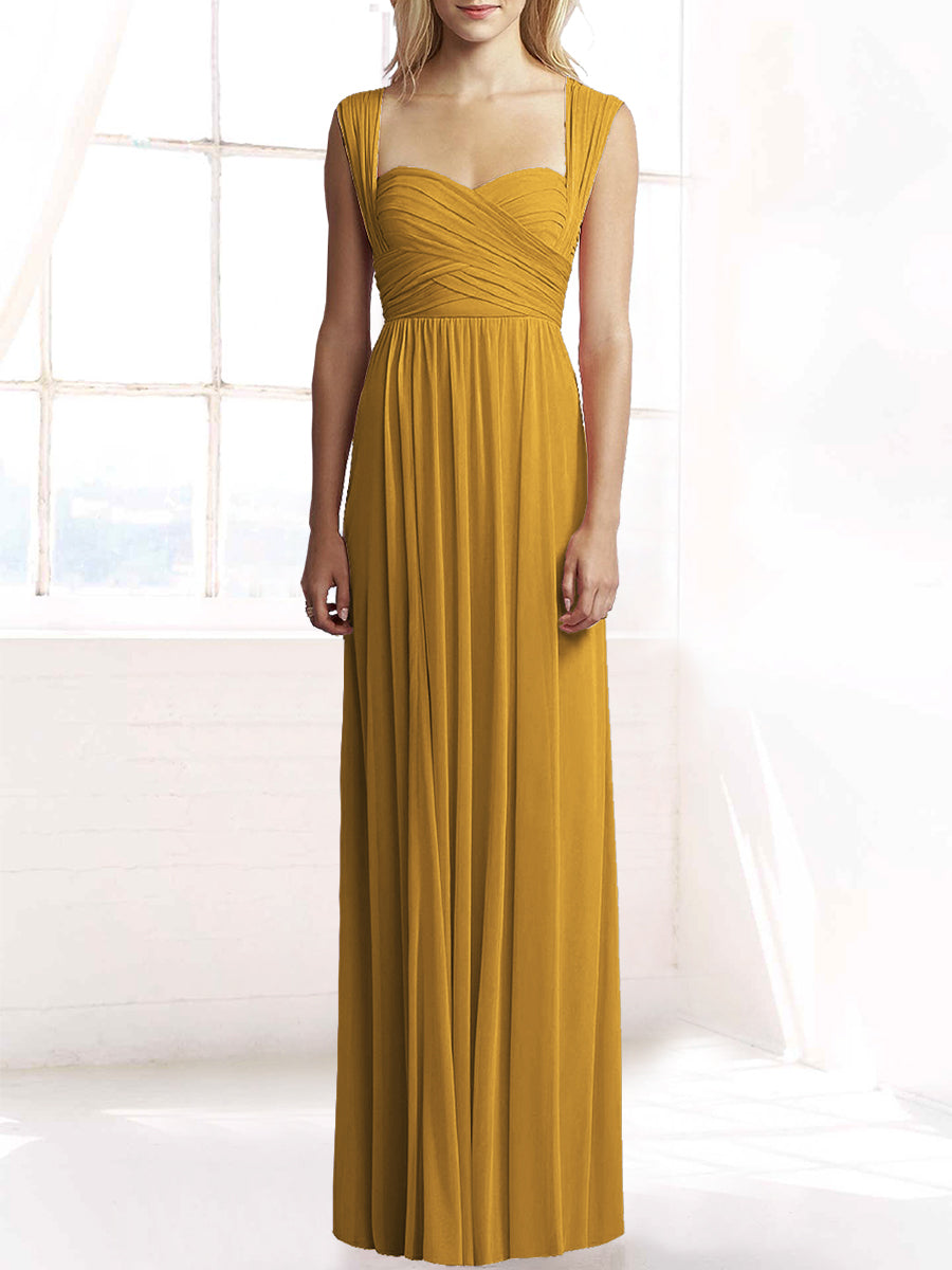 Chiffon Column Sweetheart Sleeveless Bridesmaid Dress-MB50079