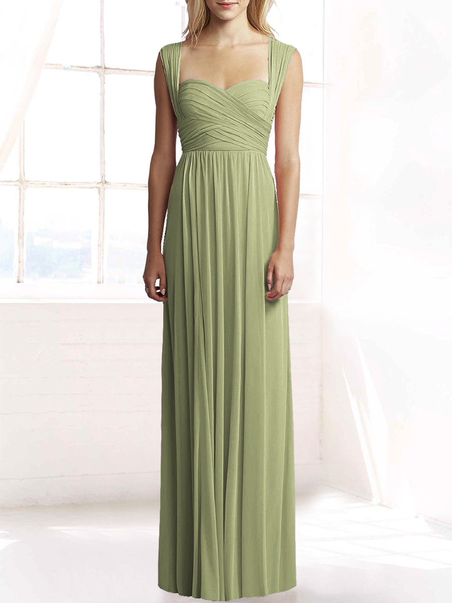 Chiffon Column Sweetheart Sleeveless Bridesmaid Dress-MB50079