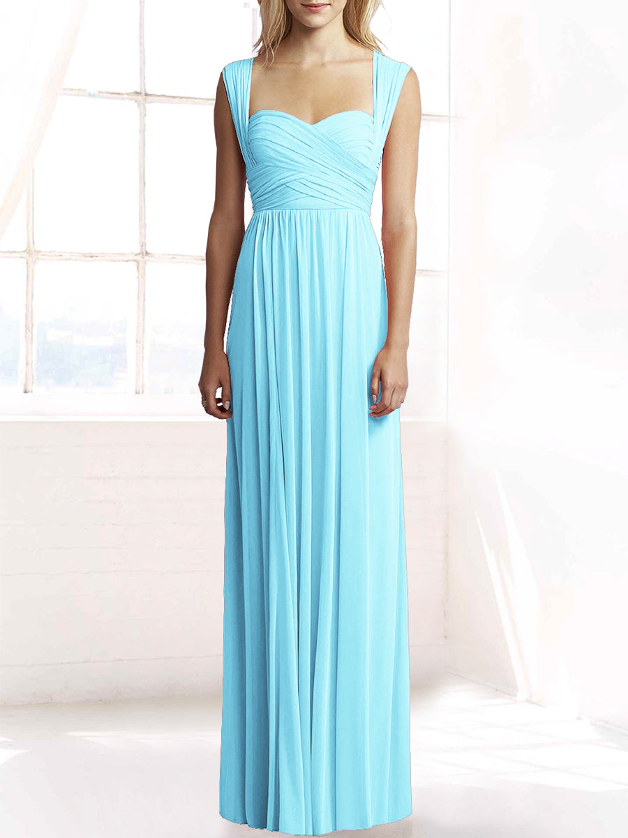 Chiffon Column Sweetheart Sleeveless Bridesmaid Dress-MB50079