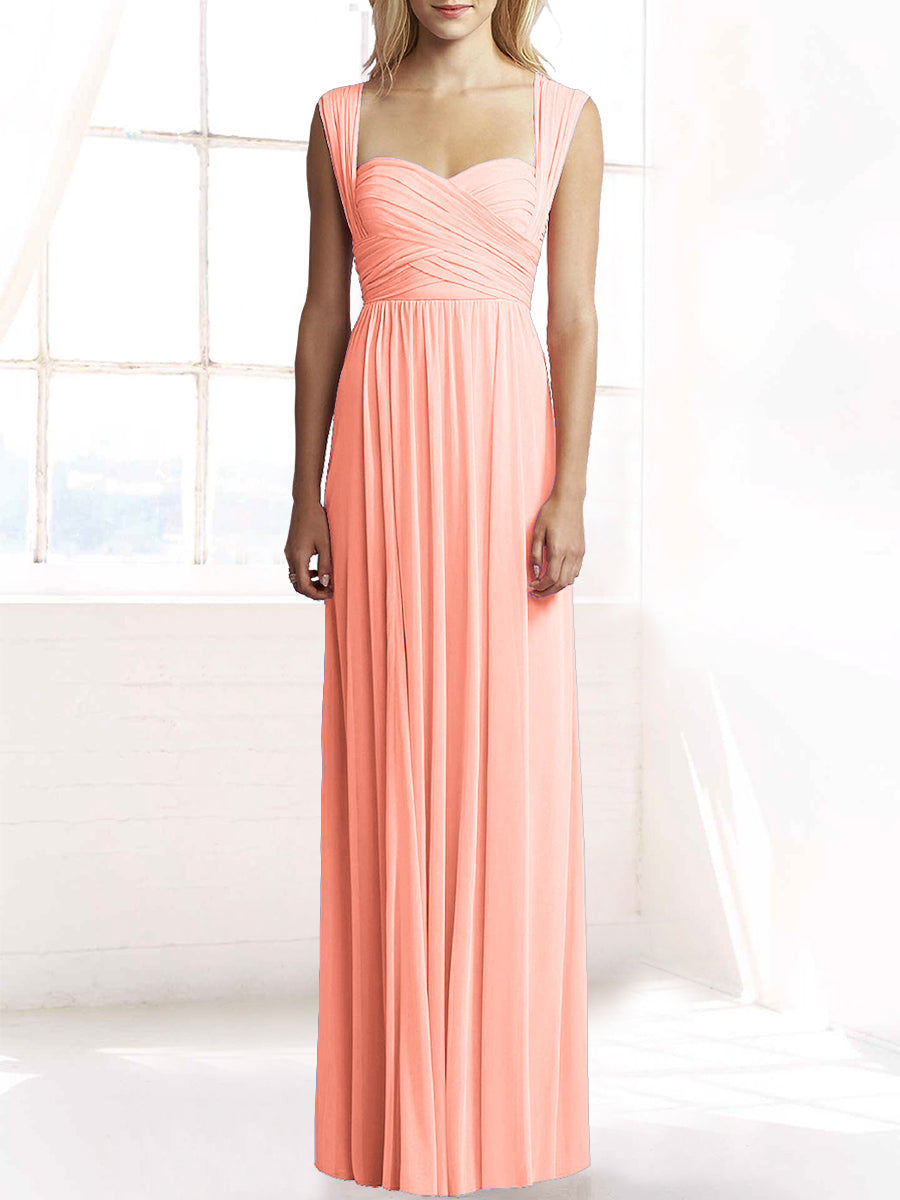 Chiffon Column Sweetheart Sleeveless Bridesmaid Dress-MB50079