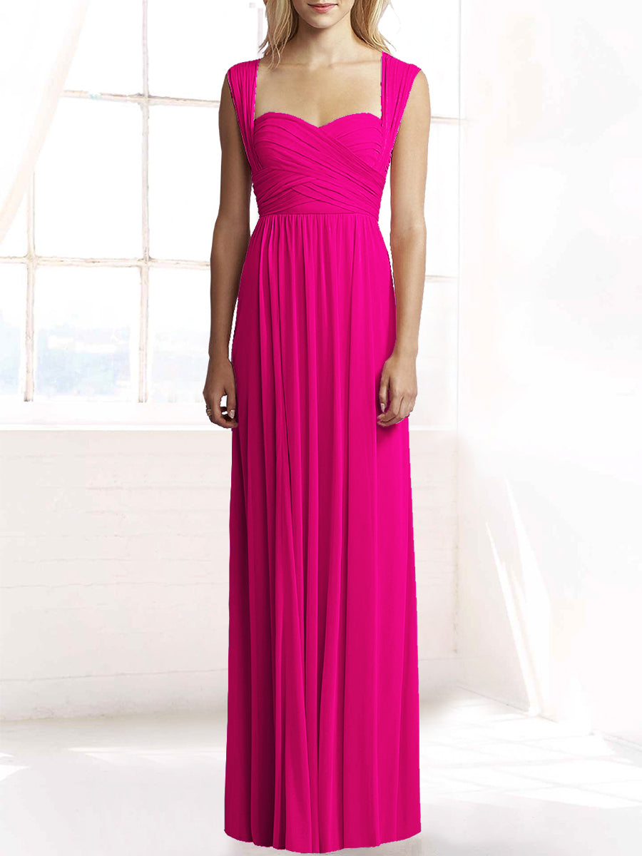 Chiffon Column Sweetheart Sleeveless Bridesmaid Dress-MB50079