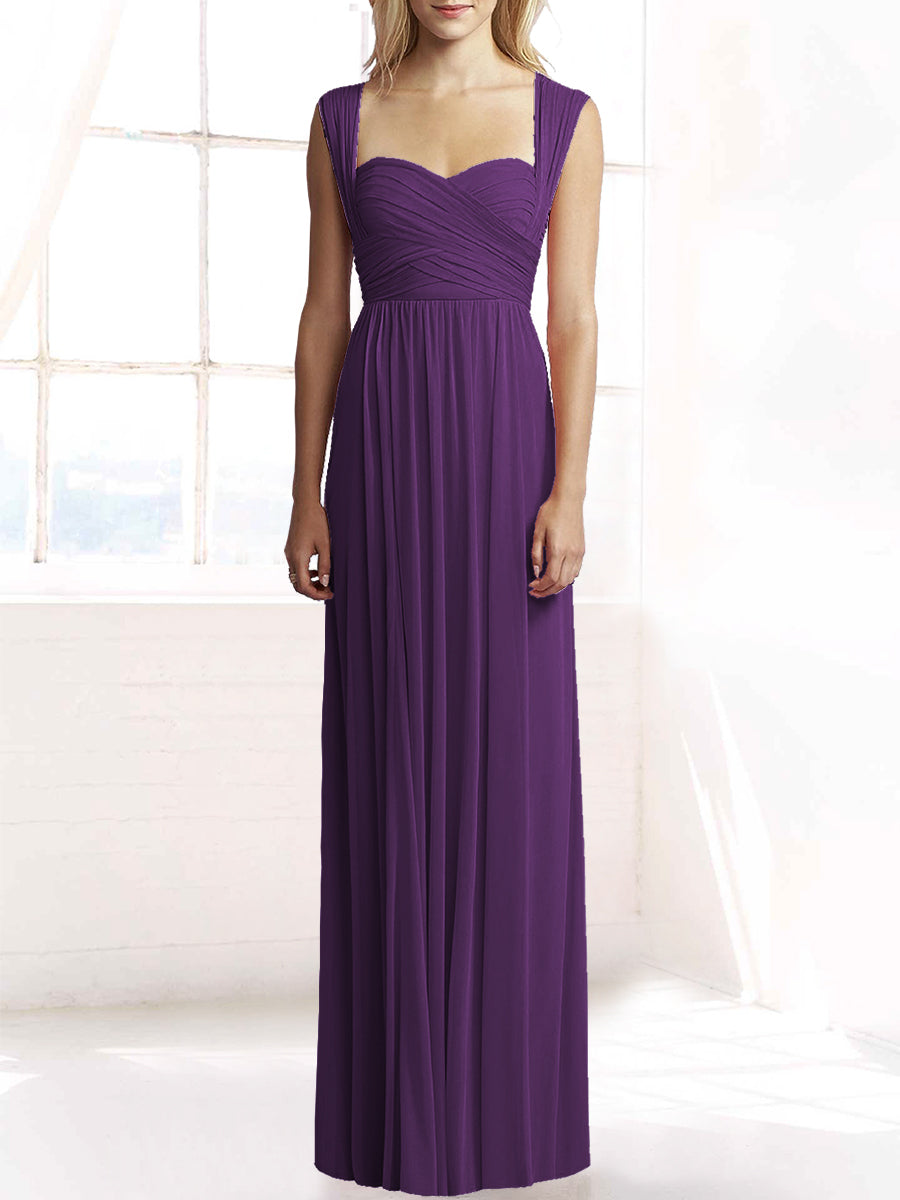 Chiffon Column Sweetheart Sleeveless Bridesmaid Dress-MB50079