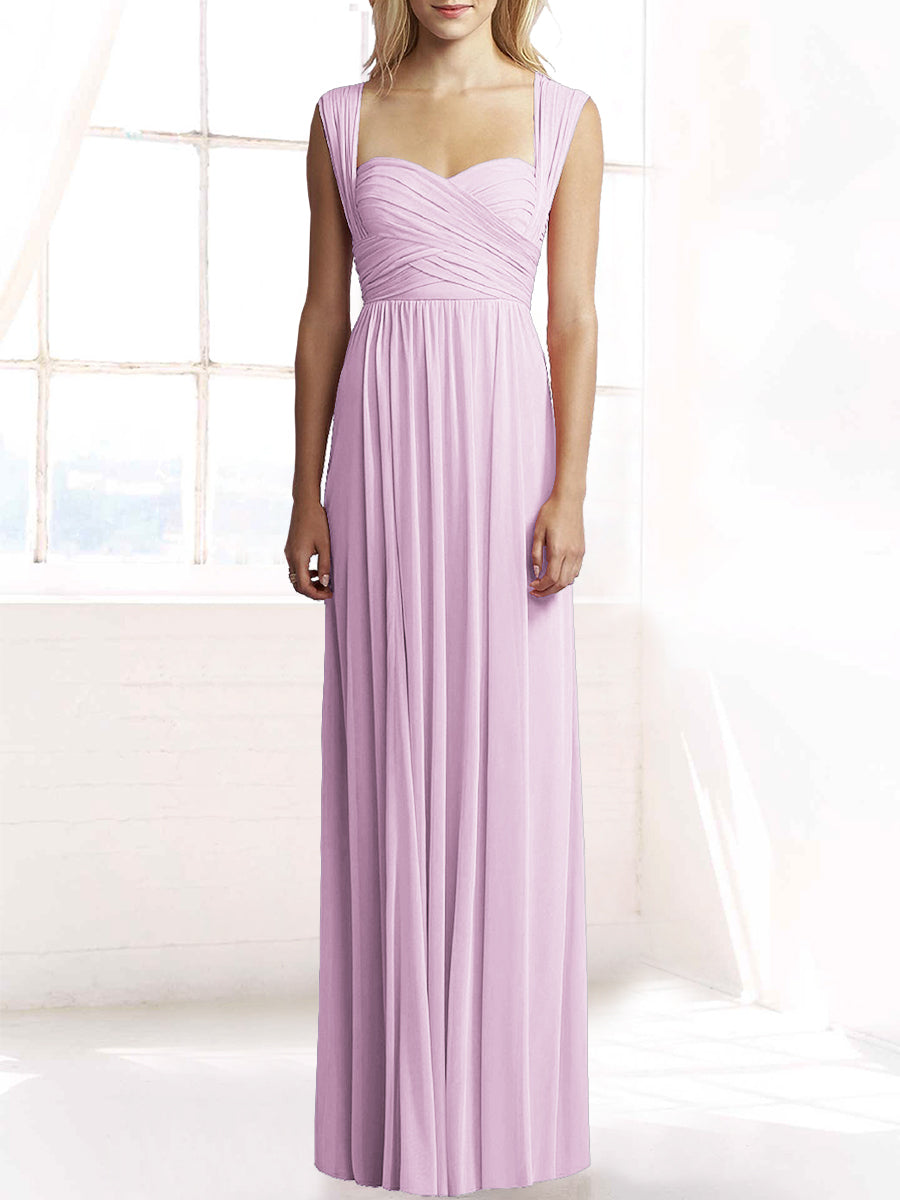 Chiffon Column Sweetheart Sleeveless Bridesmaid Dress-MB50079