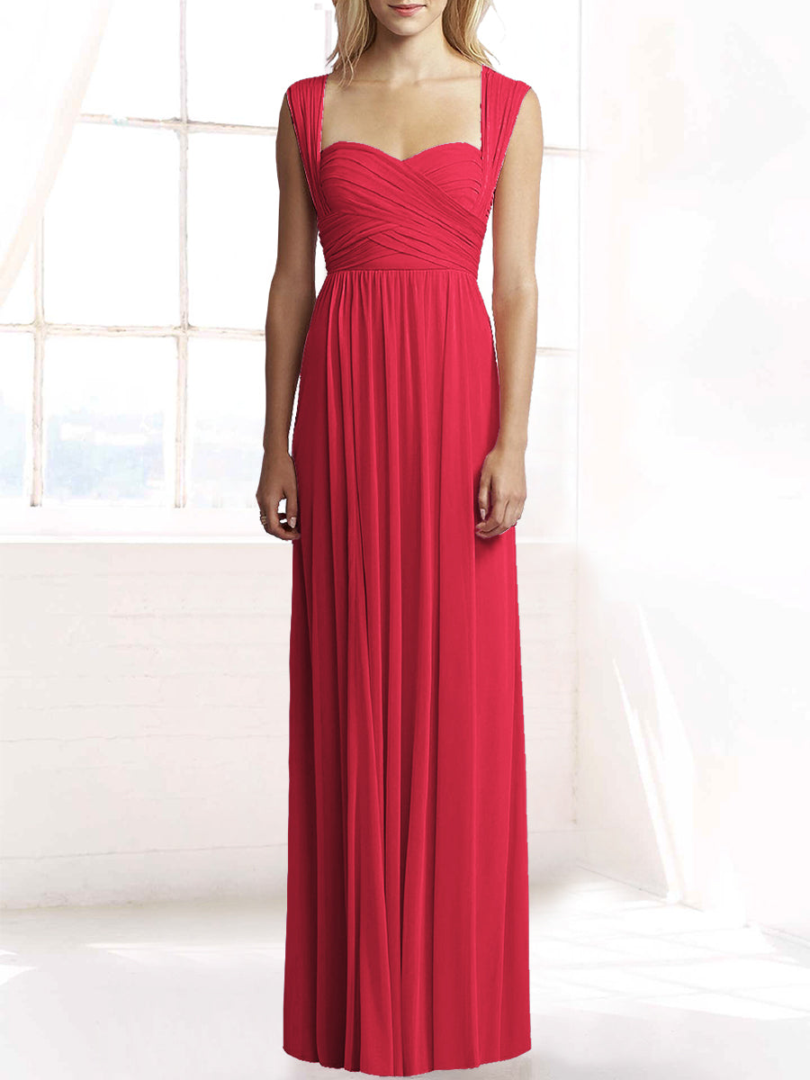 Chiffon Column Sweetheart Sleeveless Bridesmaid Dress-MB50079