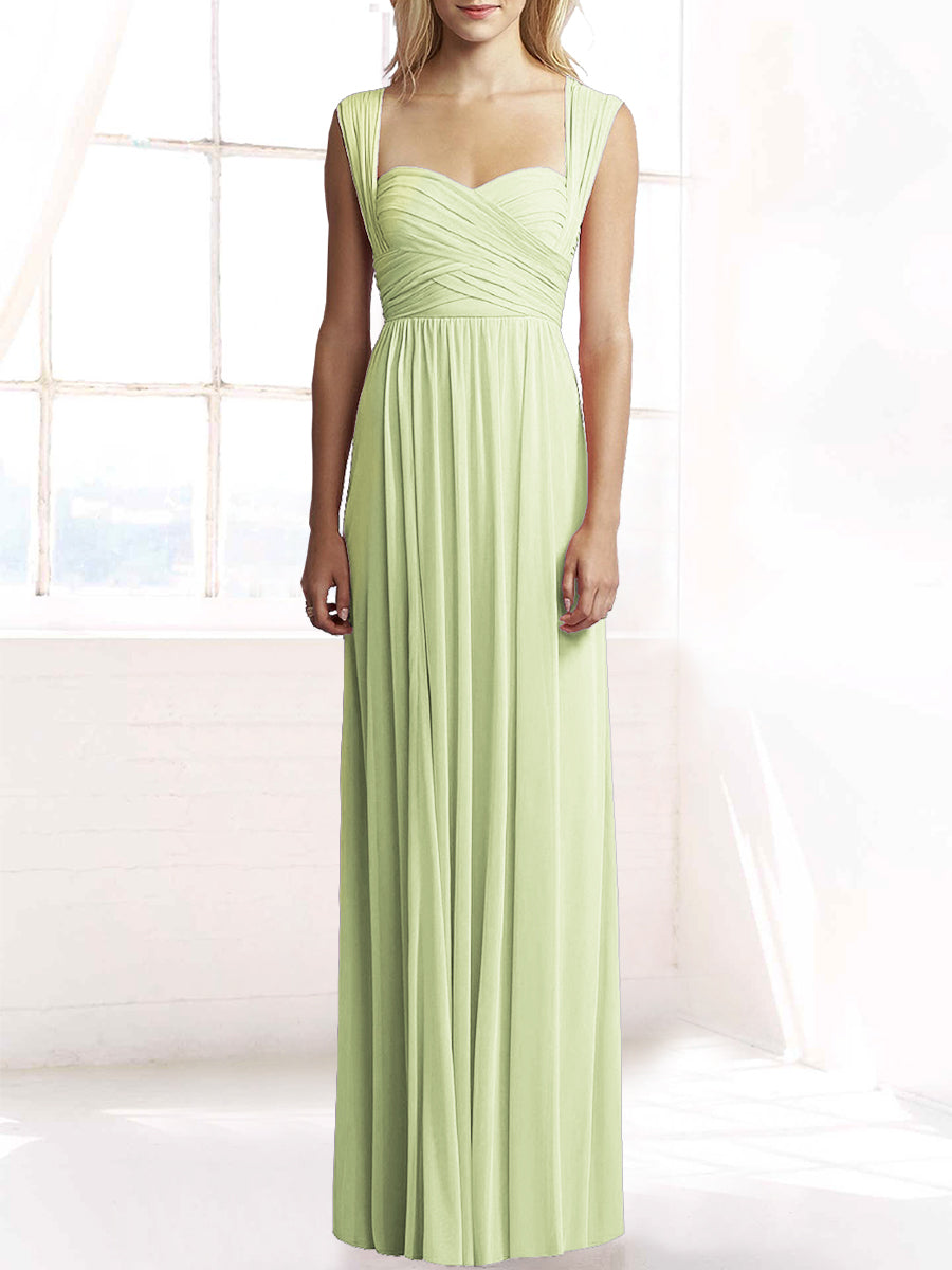 Chiffon Column Sweetheart Sleeveless Bridesmaid Dress-MB50079