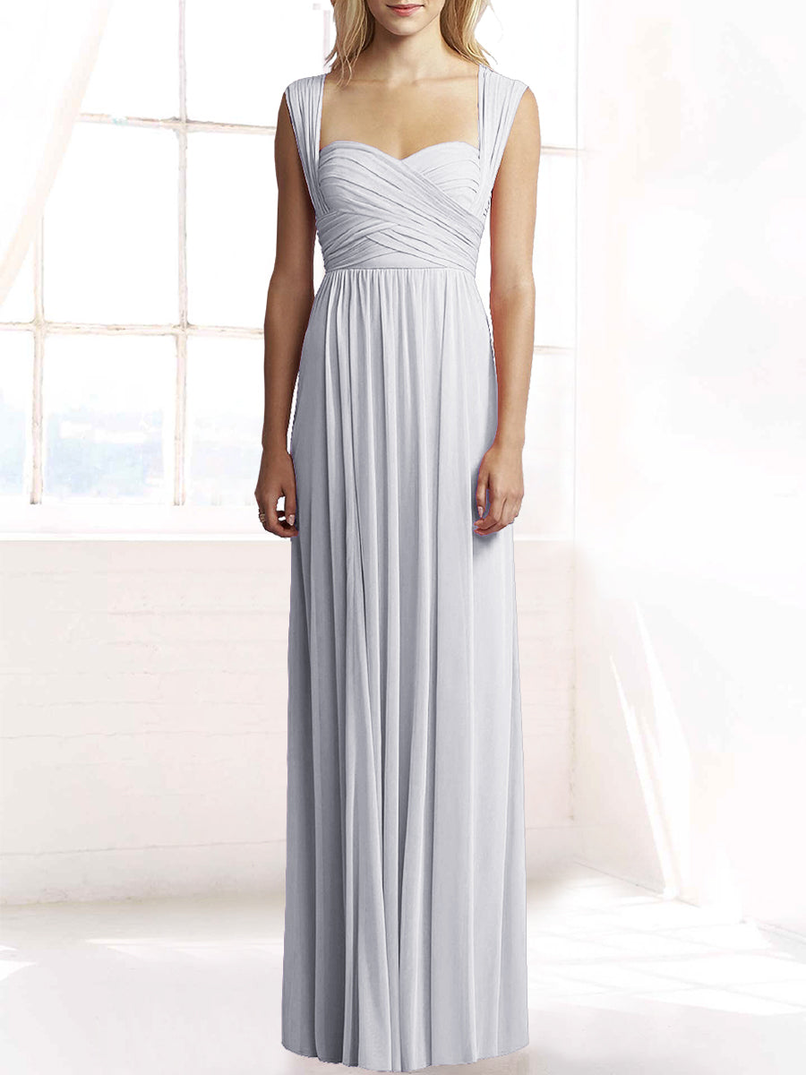 Chiffon Column Sweetheart Sleeveless Bridesmaid Dress-MB50079