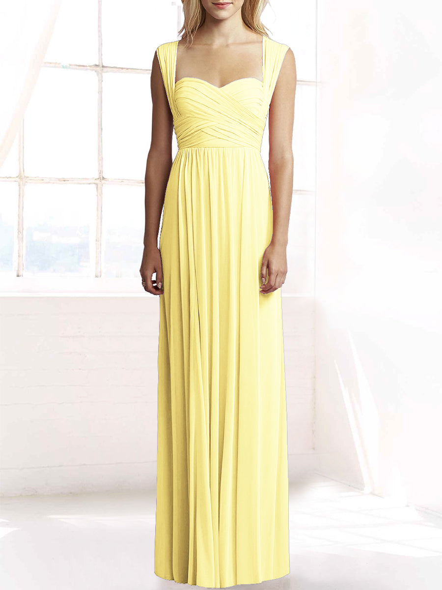 Chiffon Column Sweetheart Sleeveless Bridesmaid Dress-MB50079