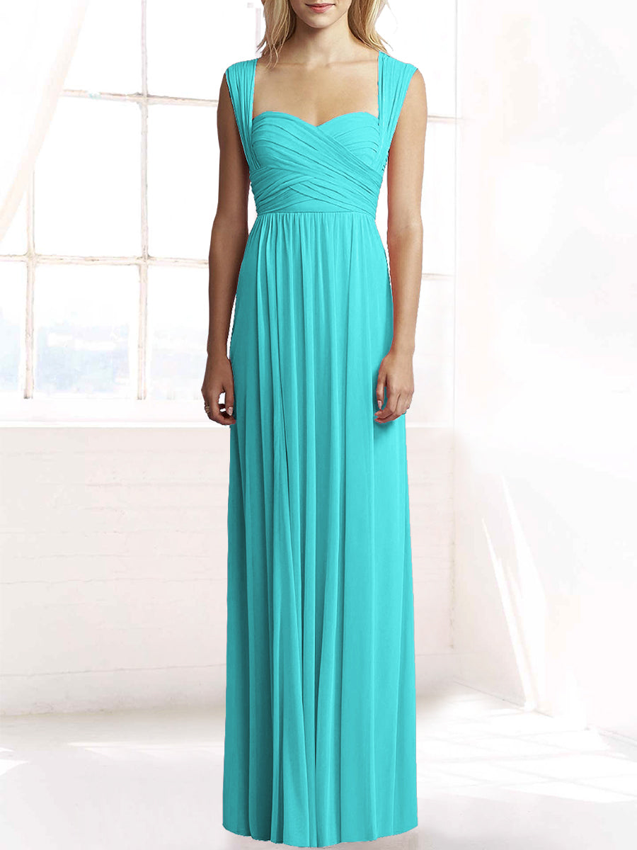 Chiffon Column Sweetheart Sleeveless Bridesmaid Dress-MB50079