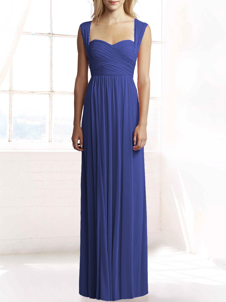 Chiffon Column Sweetheart Sleeveless Bridesmaid Dress-MB50079