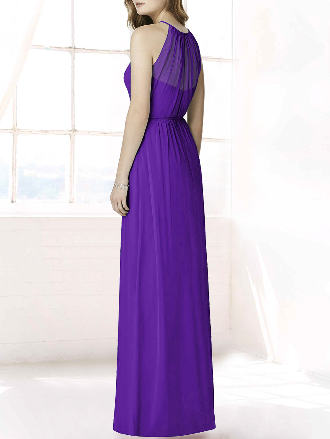 Chiffon Halter Sleeveless Bridesmaid Dress| Plus Size | 60+ Colors