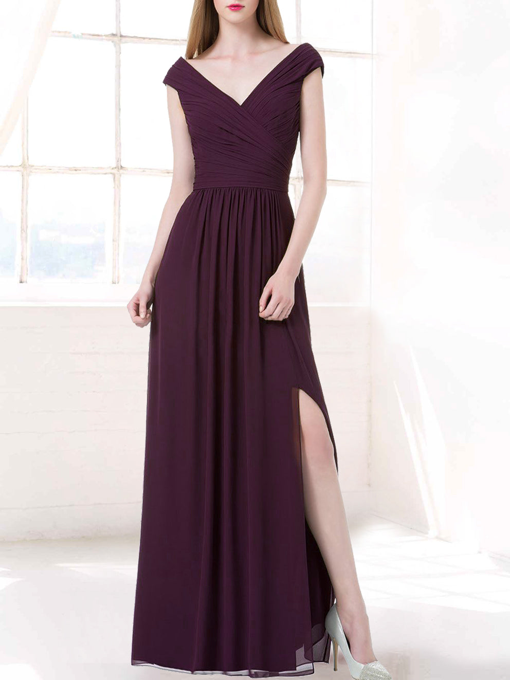 Chiffon Halter Sleeveless Bridesmaid Dress| Plus Size | 60+ Colors