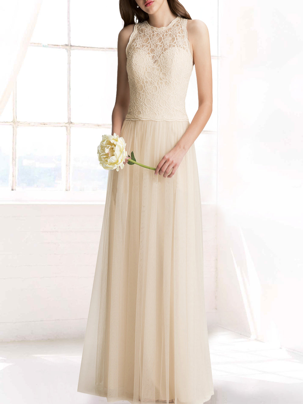 Chiffon Halter Sleeveless Bridesmaid Dress| Plus Size | 60+ Colors