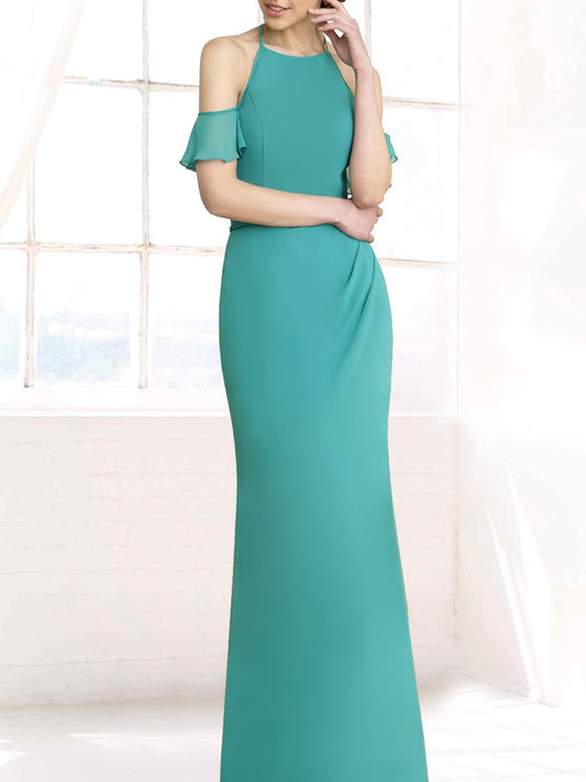 Chiffon Halter Sleeveless Bridesmaid Dress| Plus Size | 60+ Colors