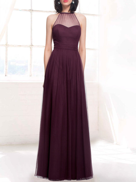 Chiffon Halter Sleeveless Bridesmaid Dress| Plus Size | 60+ Colors