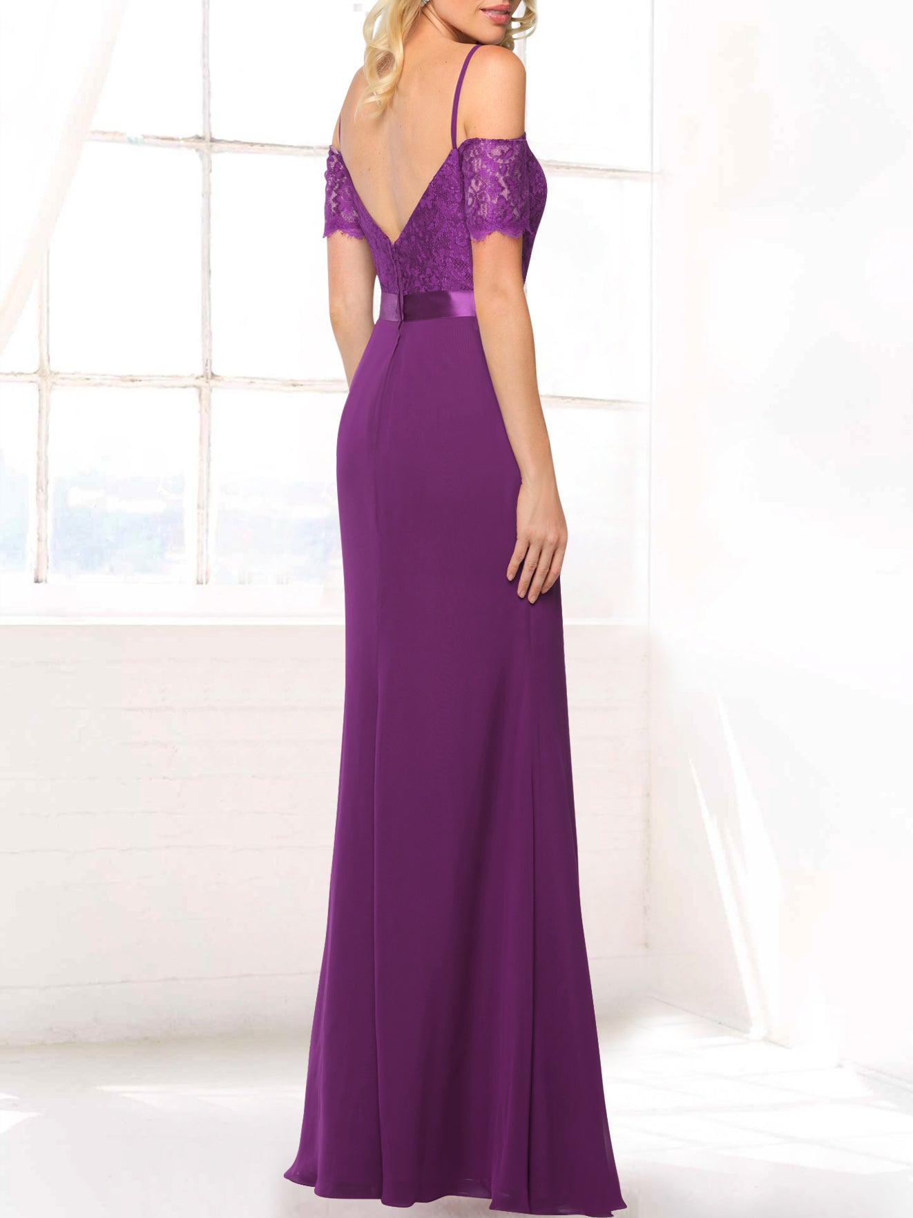 Lace Halter Sleeveless Bridesmaid Dress| Plus Size | 60+ Colors