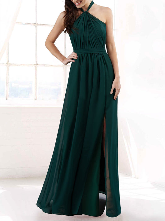 Lace Halter Sleeveless Bridesmaid Dress| Plus Size | 60+ Colors