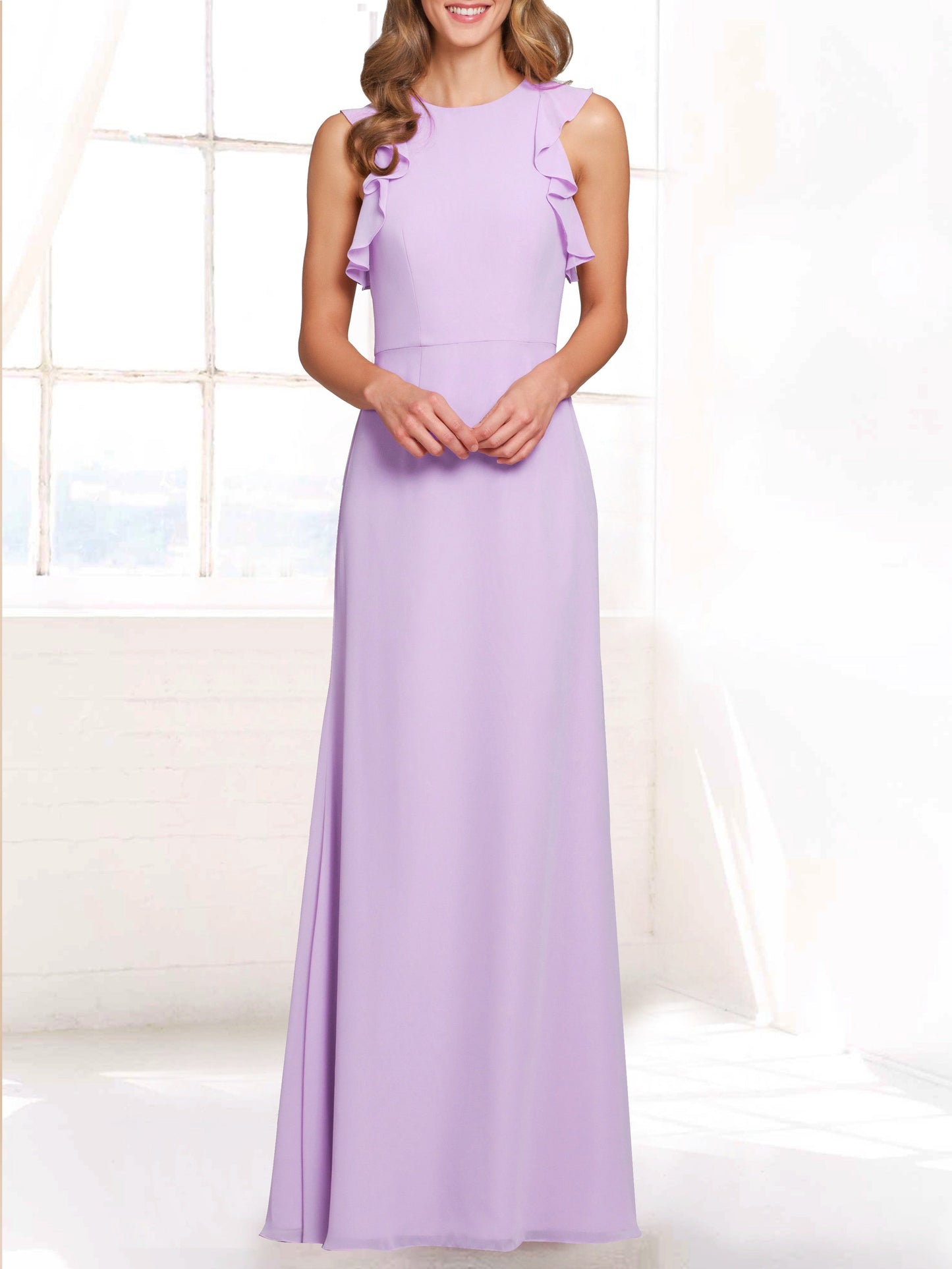 Chiffon Halter Sleeveless Bridesmaid Dress| Plus Size | 60+ Colors