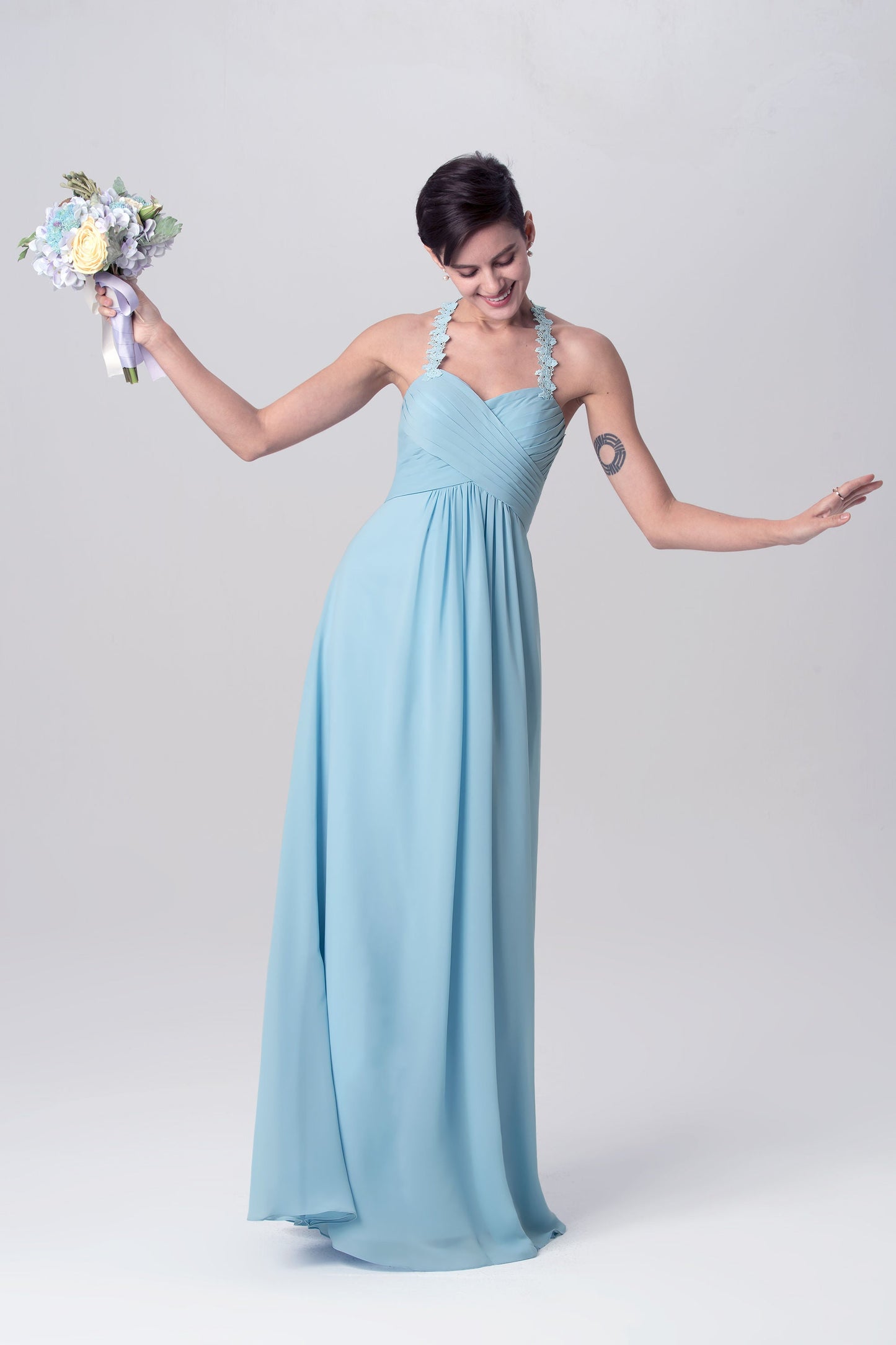 Chiffon Halter Sleeveless Bridesmaid Dress| Plus Size | 60+ Colors