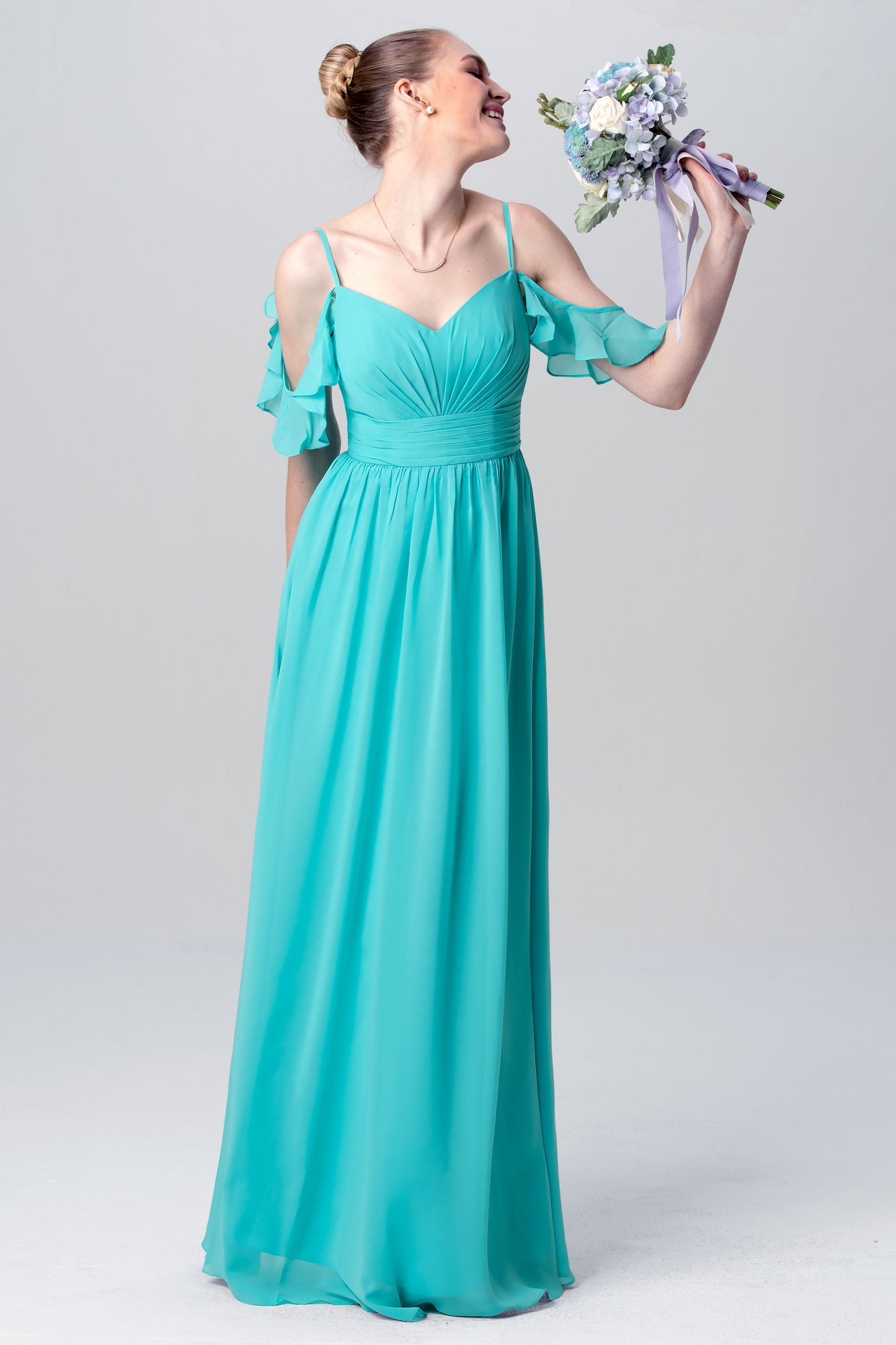 Chiffon Halter Sleeveless Bridesmaid Dress| Plus Size | 60+ Colors