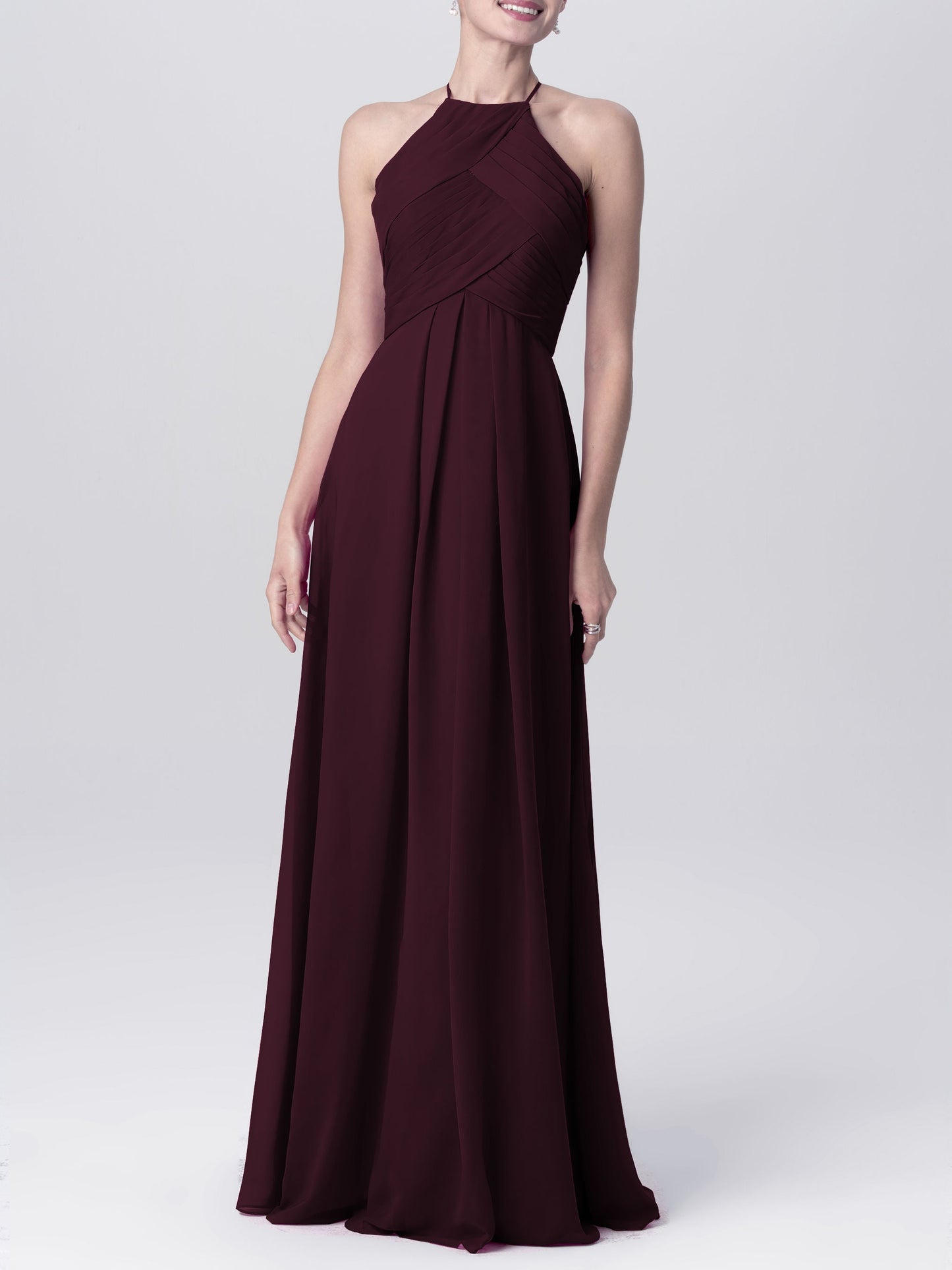 Chiffon Halter Sleeveless Bridesmaid Dress| Plus Size | 60+ Colors