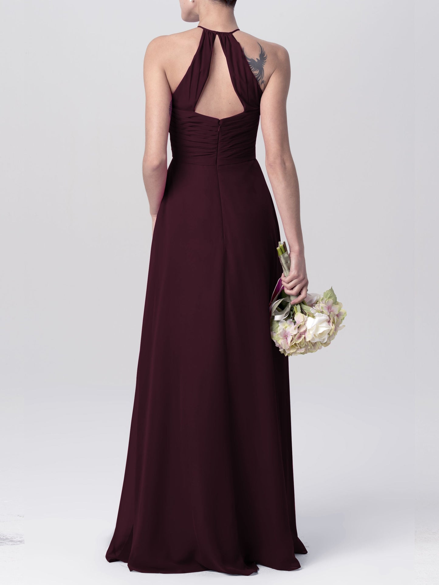 Chiffon Halter Sleeveless Bridesmaid Dress| Plus Size | 60+ Colors