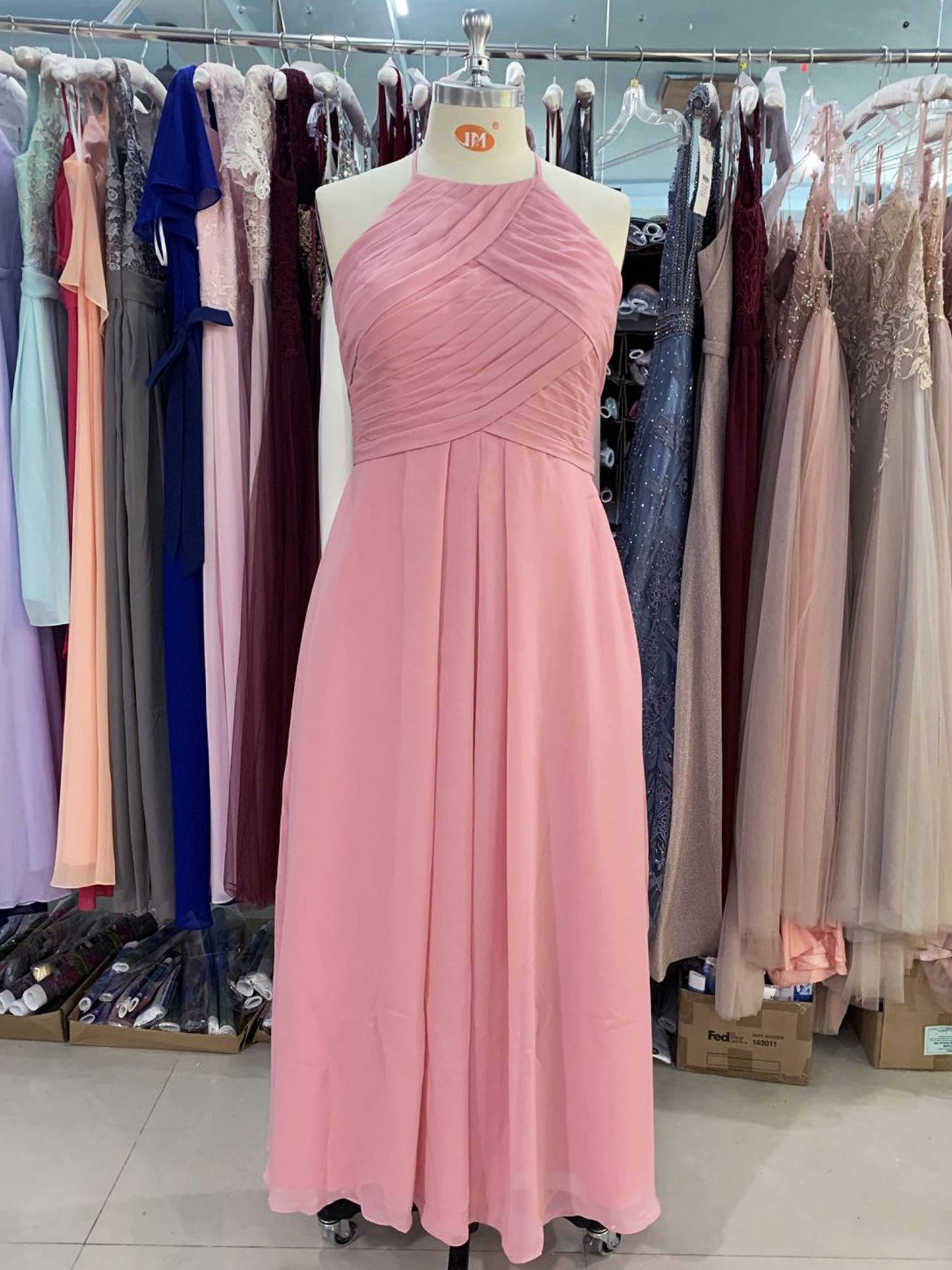 Chiffon Halter Sleeveless Bridesmaid Dress| Plus Size | 60+ Colors