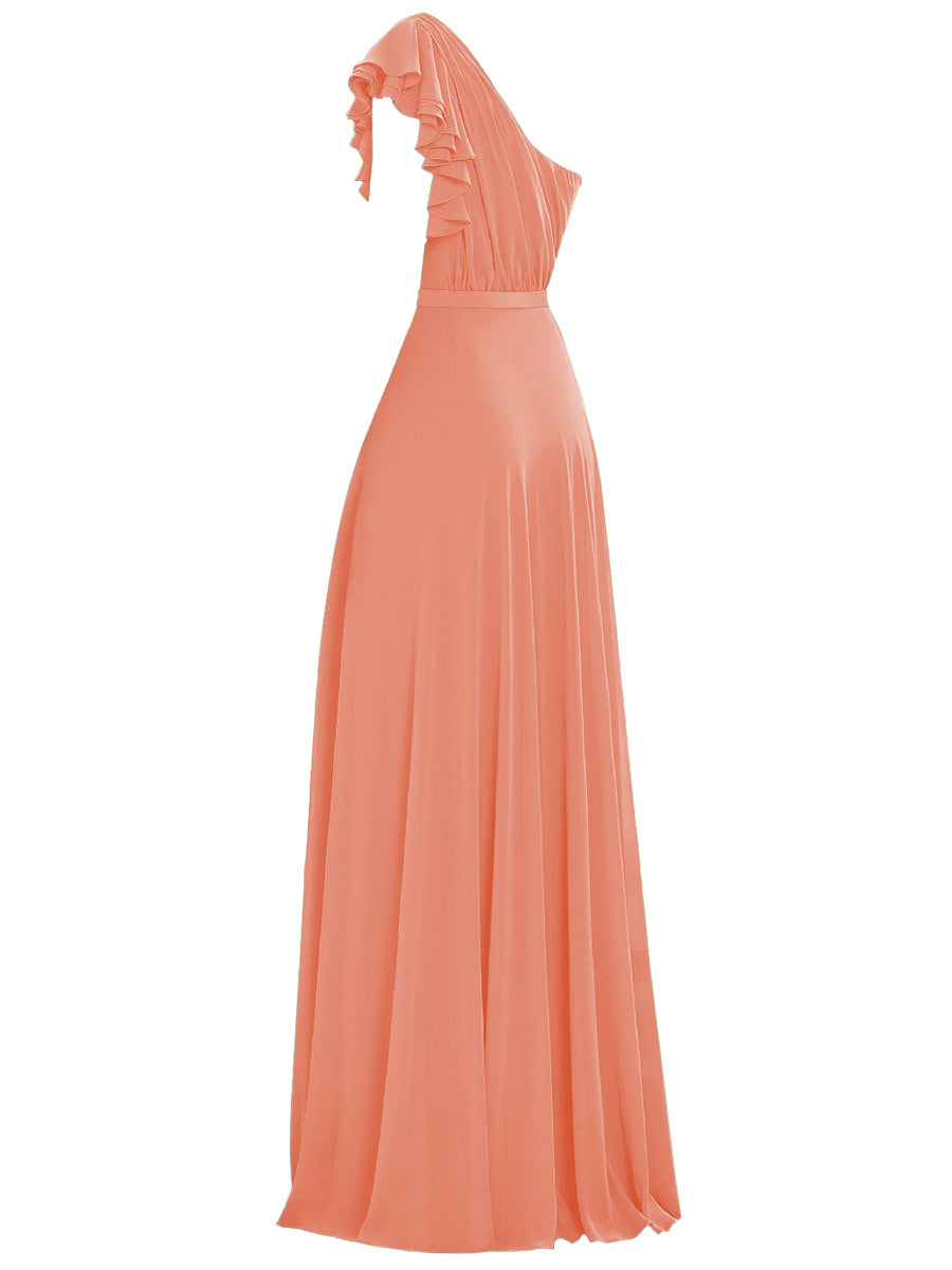 Chiffon V-Neck Sleeveless Bridesmaid Dress| Plus Size | 60+ Colors