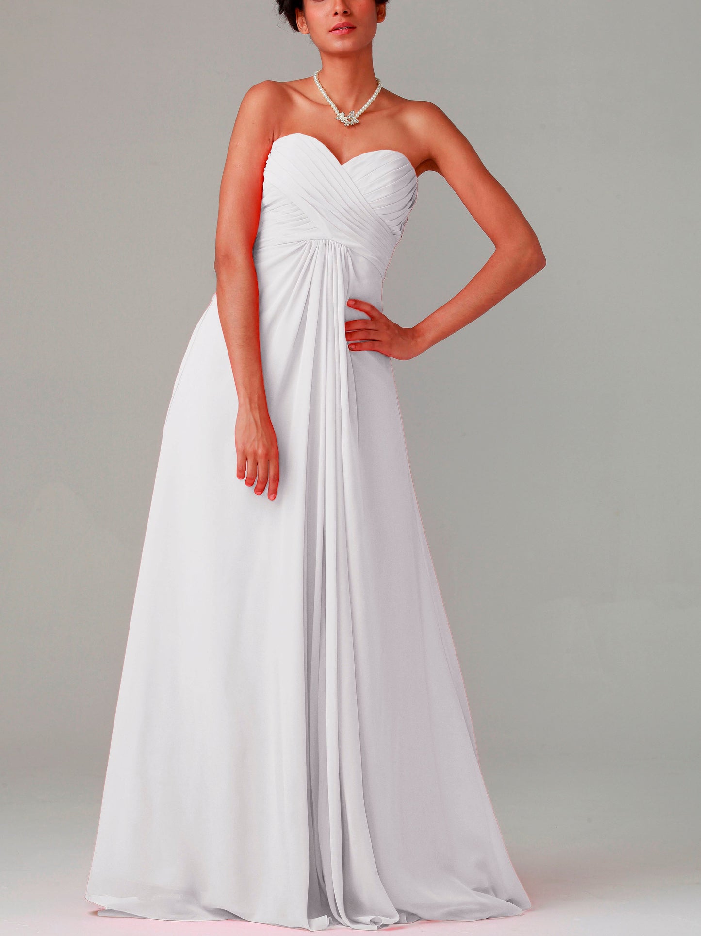 Chiffon Column Strapless Sleeveless Bridesmaid Dress-MB0117015