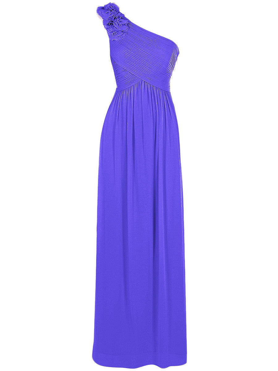 Chiffon Column One Shoulder Sleeveless Bridesmaid Dress-MB0117607