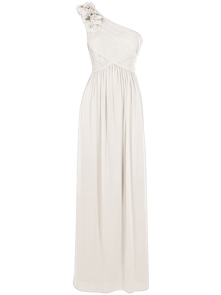 Chiffon Column One Shoulder Sleeveless Bridesmaid Dress-MB0117607