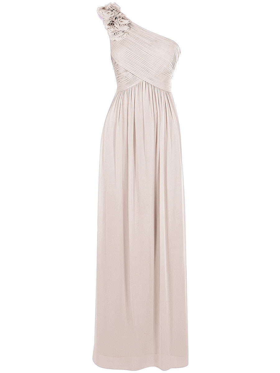 Chiffon Column One Shoulder Sleeveless Bridesmaid Dress-MB0117607