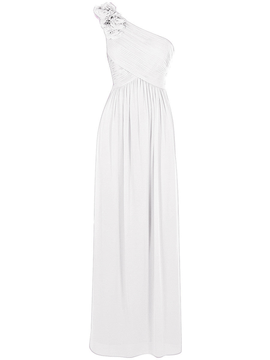 Chiffon Column One Shoulder Sleeveless Bridesmaid Dress-MB0117607